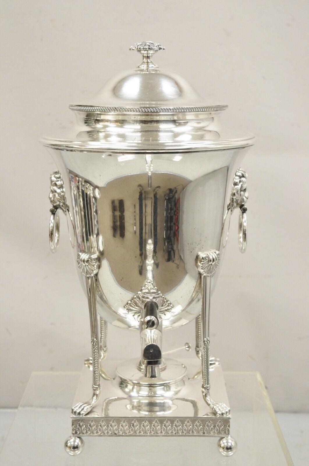 19th C. English Silver Plated Regency Paw Foot Samovar with Lions by Folgate In Good Condition For Sale In Philadelphia, PA