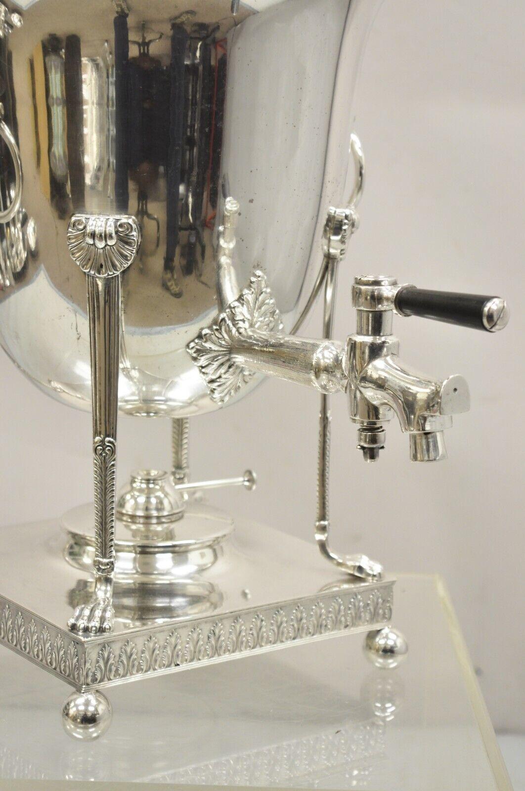 19th C. English Silver Plated Regency Paw Foot Samovar with Lions by Folgate For Sale 4