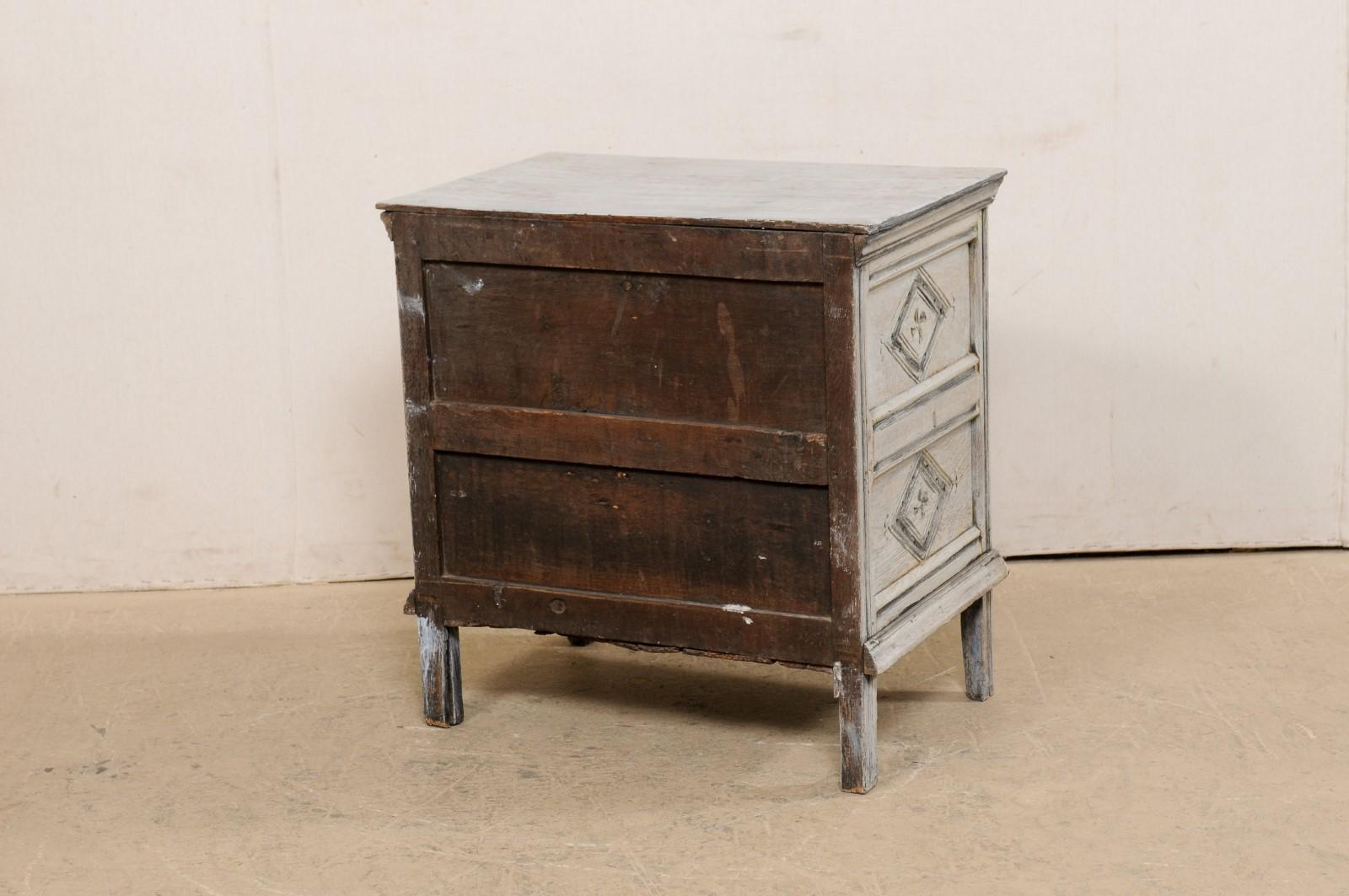 19th C. English Smaller-Sized Chest Adorn in Geometrically Carved Panels  5
