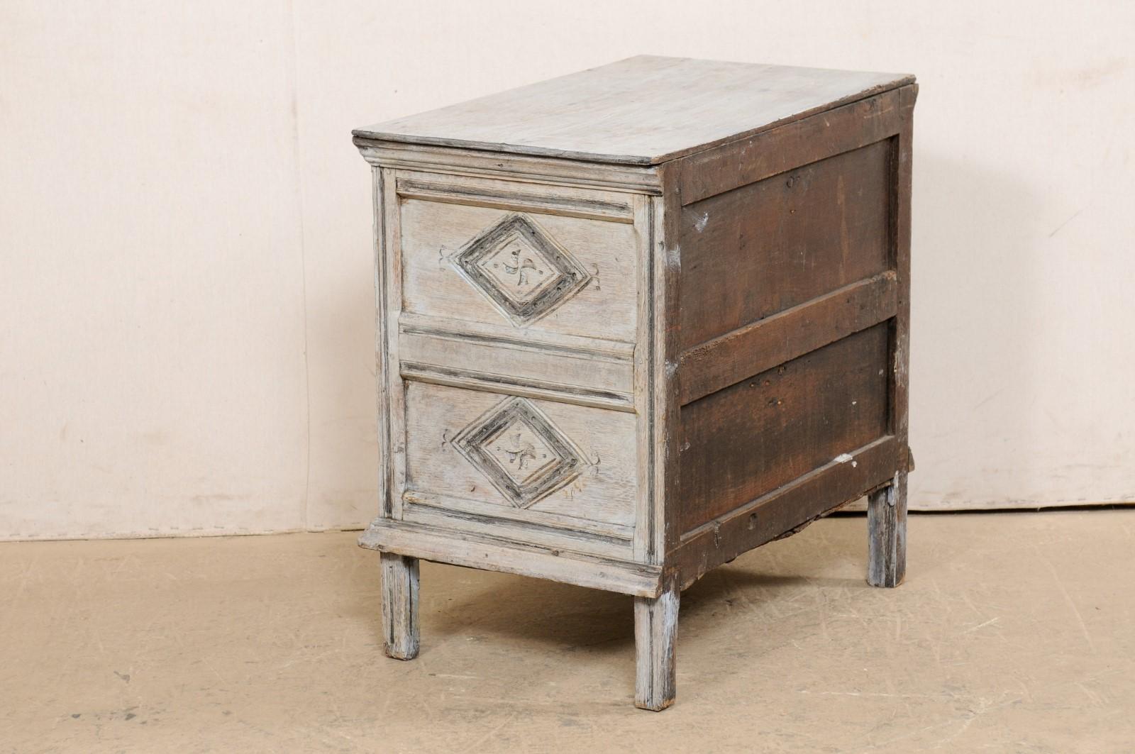 19th C. English Smaller-Sized Chest Adorn in Geometrically Carved Panels  7