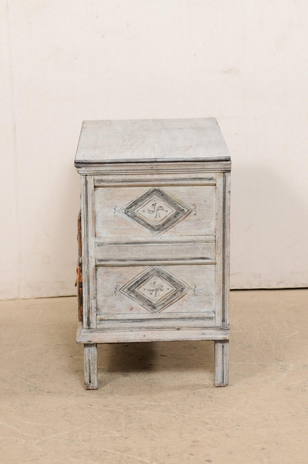 19th C. English Smaller-Sized Chest Adorn in Geometrically Carved Panels  8