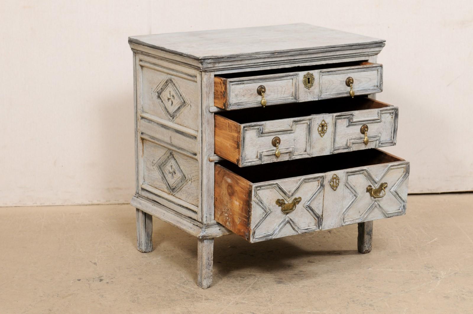 19th C. English Smaller-Sized Chest Adorn in Geometrically Carved Panels  2