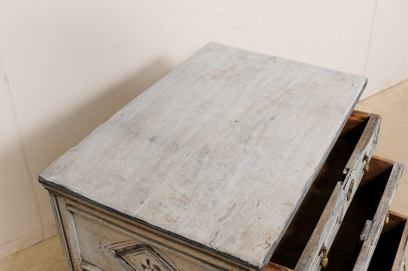 19th C. English Smaller-Sized Chest Adorn in Geometrically Carved Panels  4