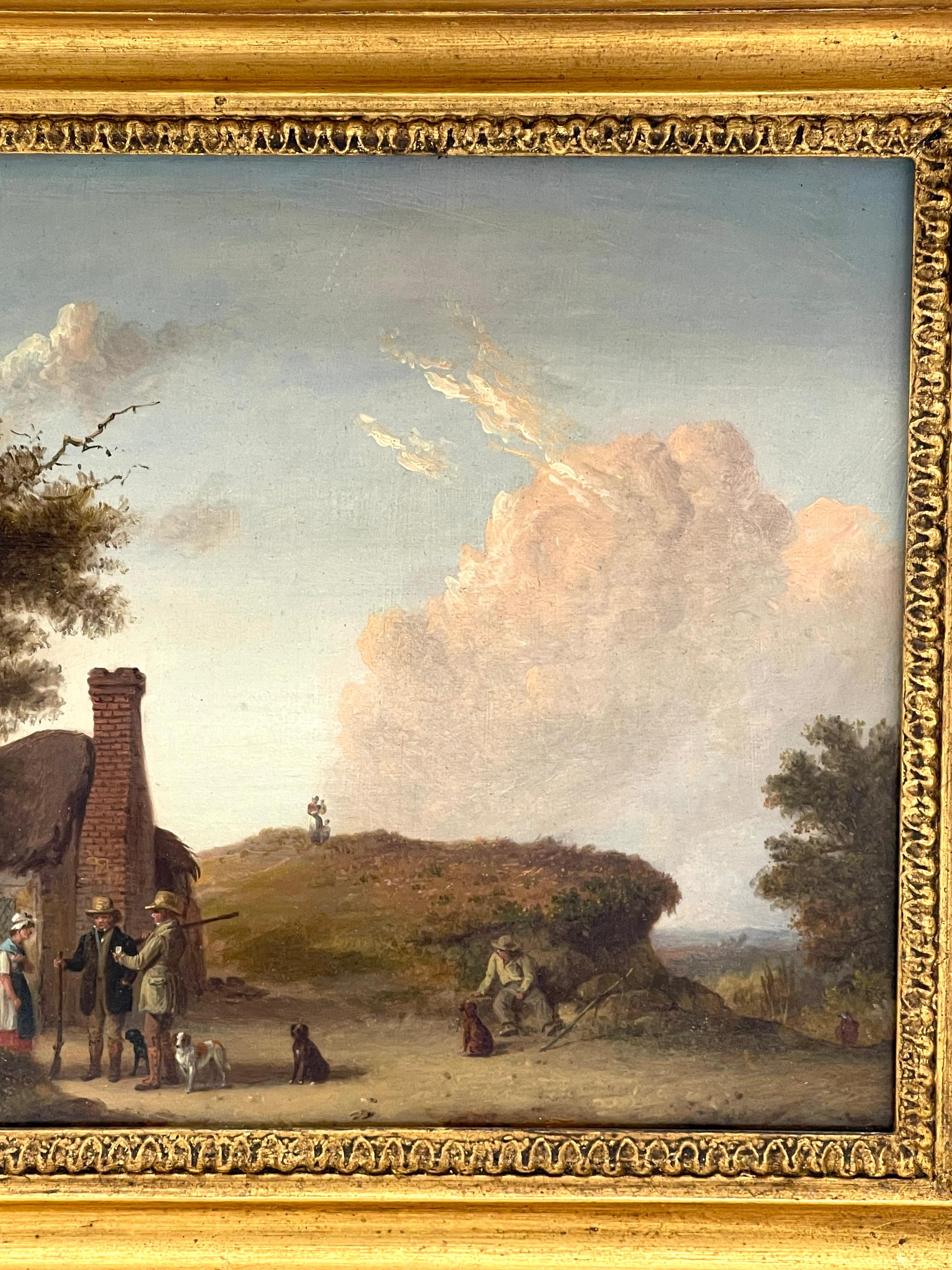 Paisaje deportivo inglés del siglo XIX con cazadores y perros, por Edmund Bristow en Bueno estado para la venta en West Palm Beach, FL