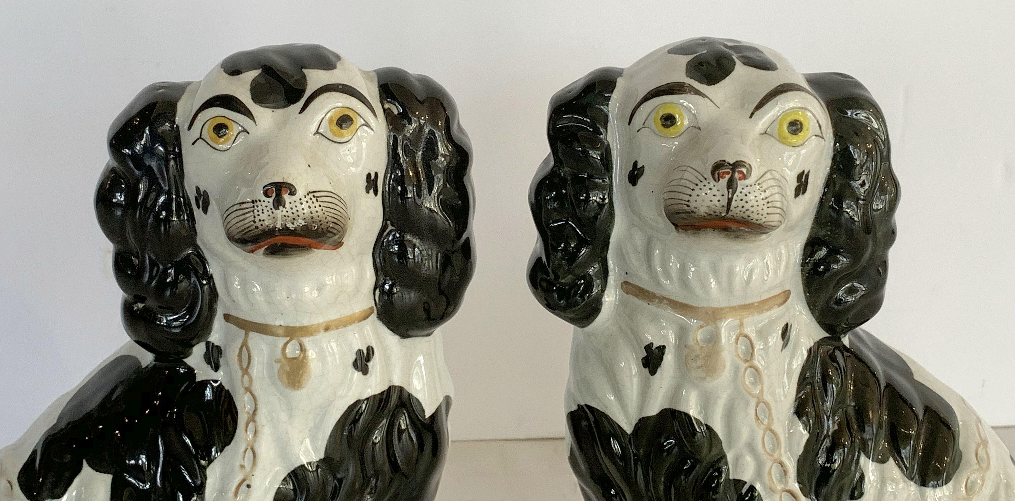Glazed 19th Century English Staffordshire King Charles Spaniels (Priced as a Pair)