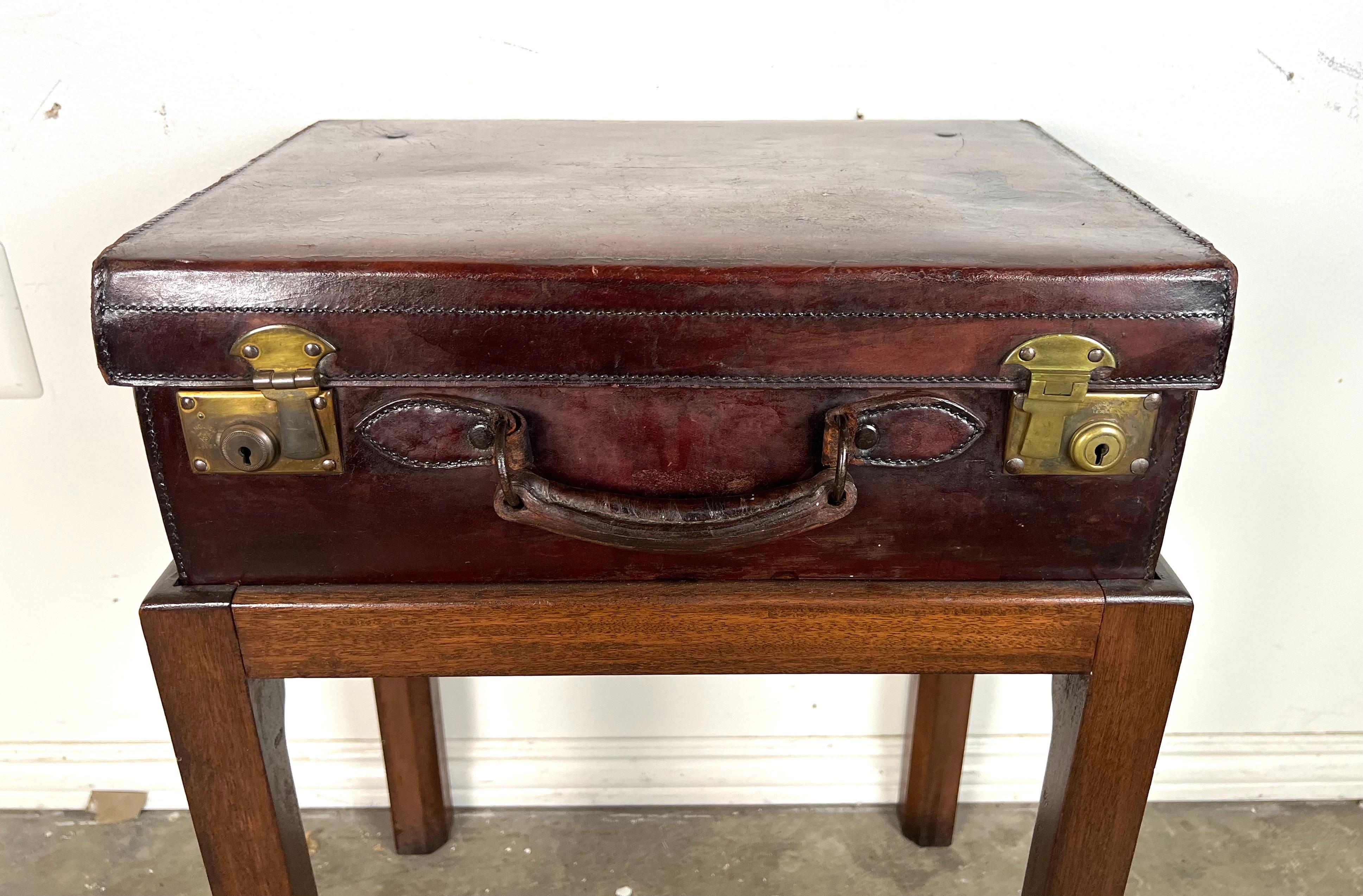 19th Century 19th C. English Suitcase Side Table For Sale