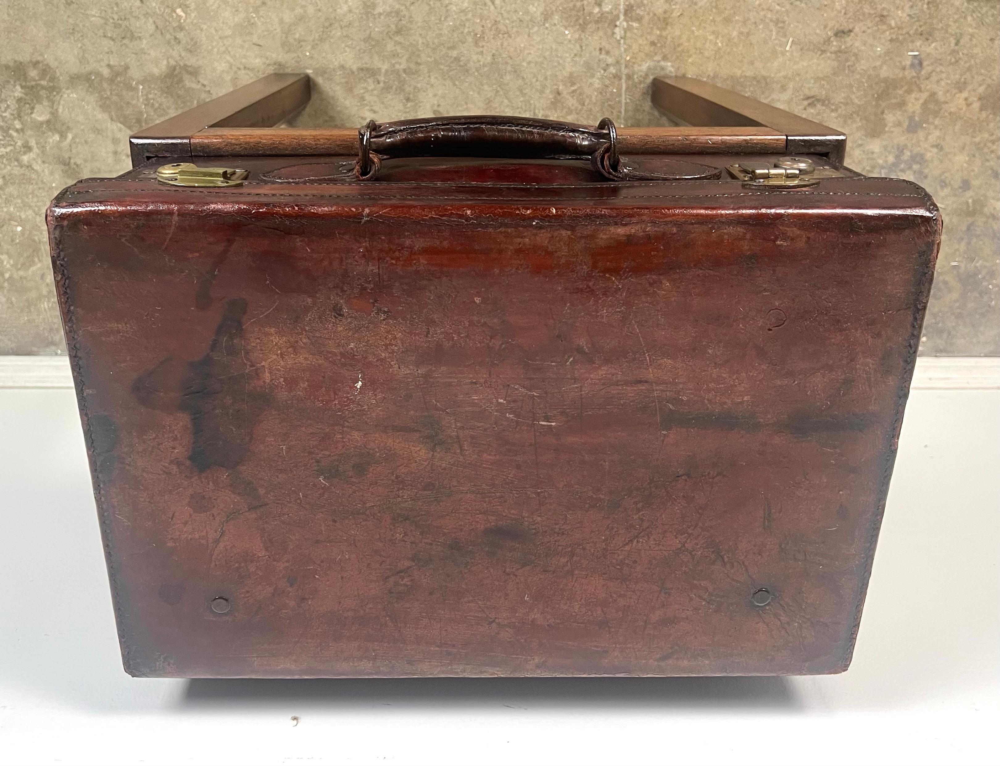 19th C. English Suitcase Side Table For Sale 1