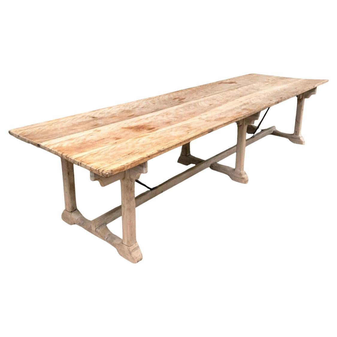 19th C. English Sycamore And Pine Refectory Banquet Dining Table Ca. 1840