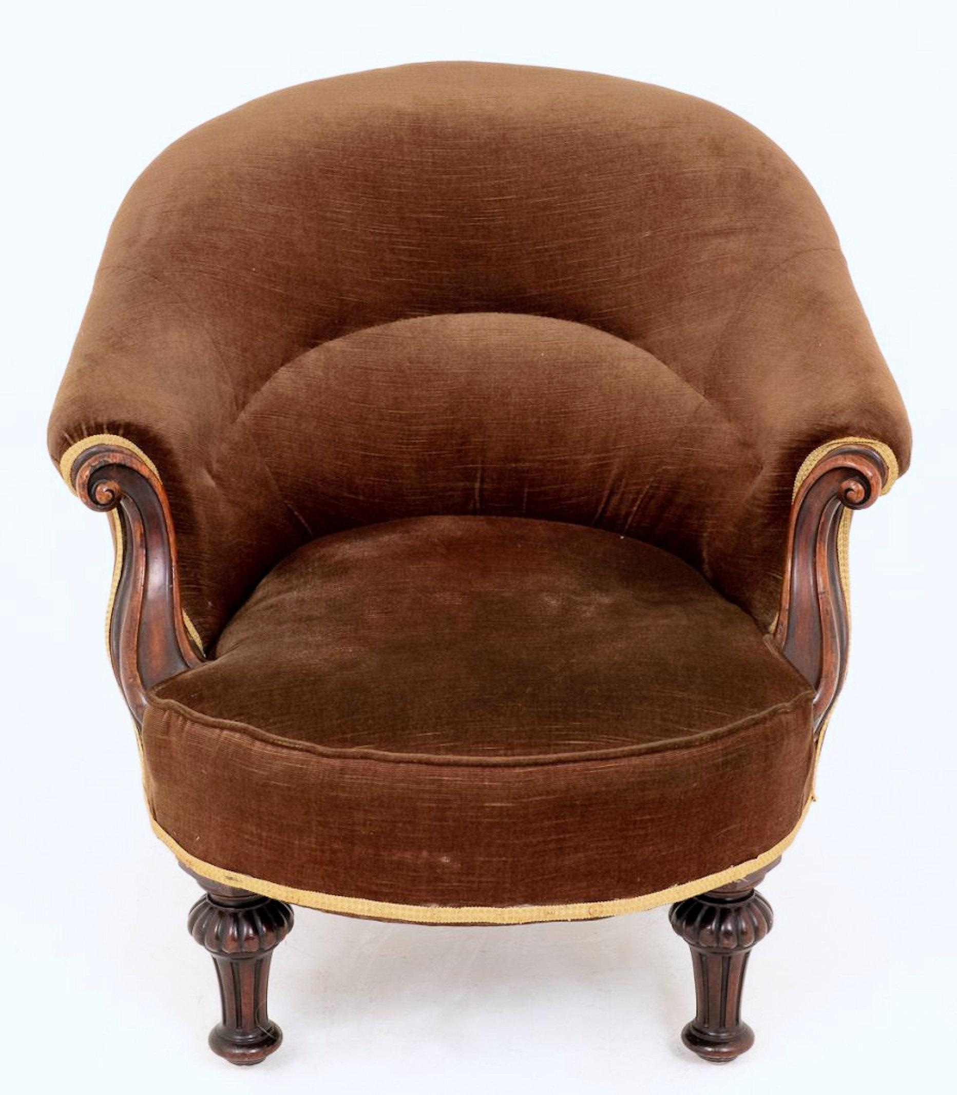 19th Century English Upholstered Tub Chair 4