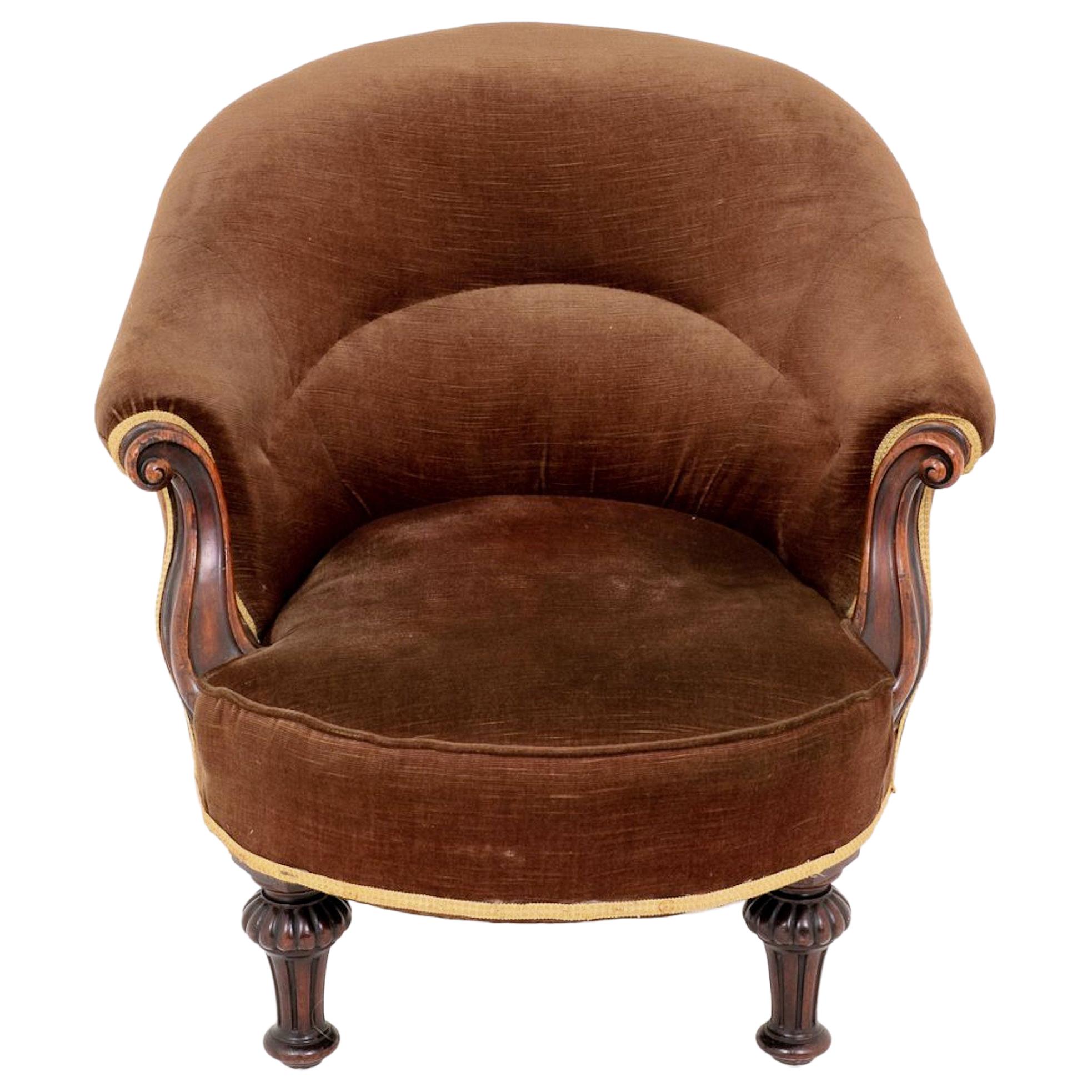 19th Century English Upholstered Tub Chair