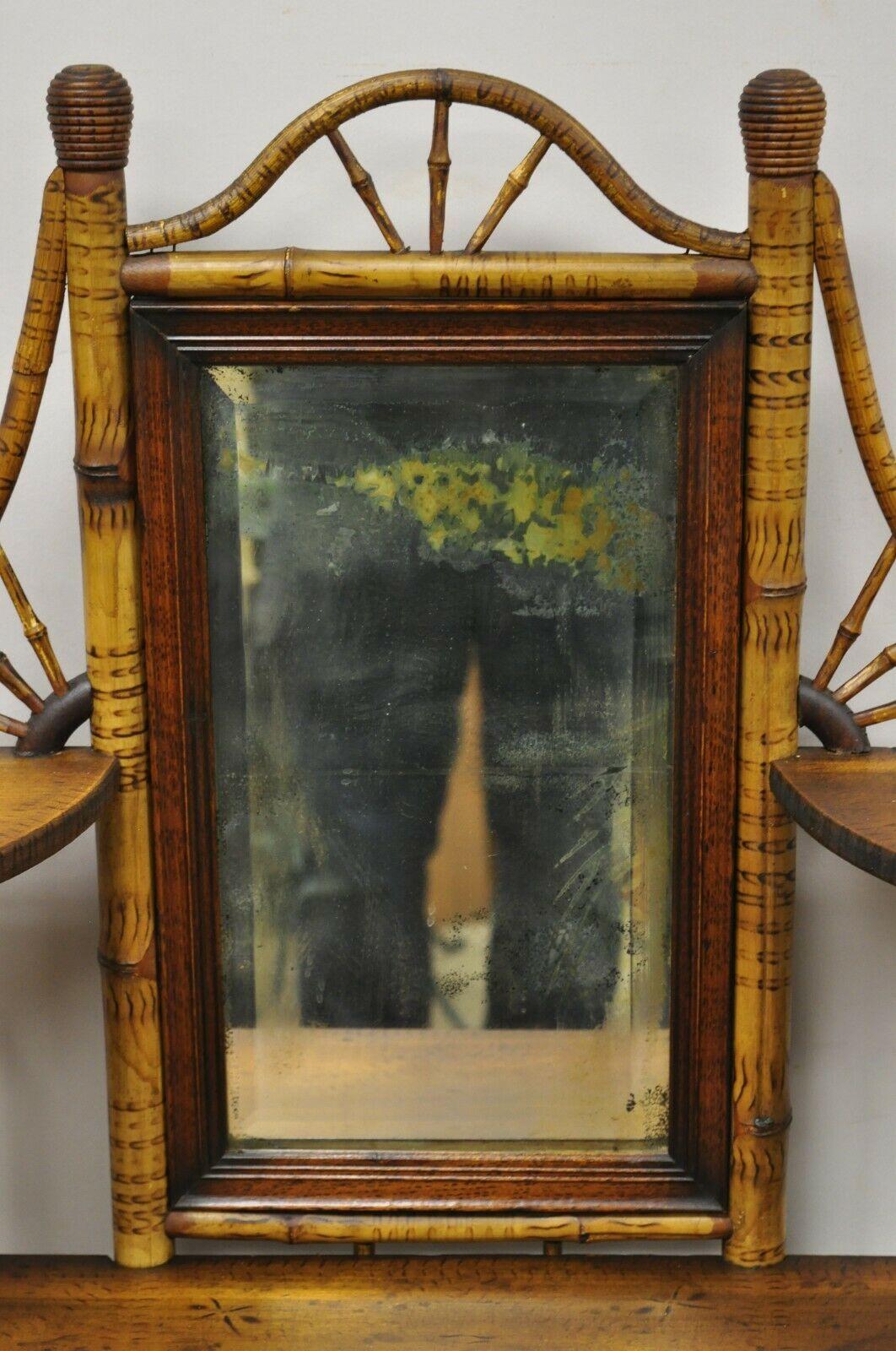 19th C. English Victorian Bamboo Stick and Ball Curio Shelf Display Etagere In Good Condition For Sale In Philadelphia, PA