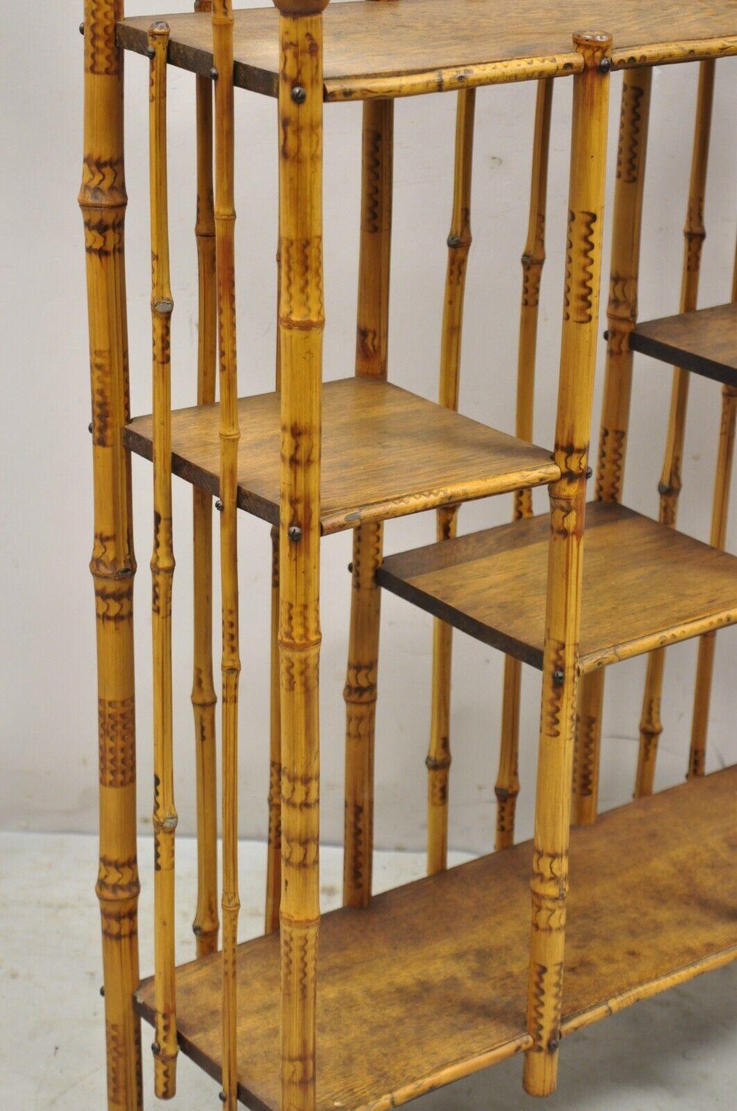 19. Jahrhundert Englisch Victorian Bamboo Stick and Ball Curio Regal Etagere w / Spiegel im Angebot 5