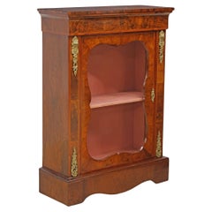 Consola inglesa victoriana del siglo XIX con puerta de cristal acristalada de madera de Burlwood