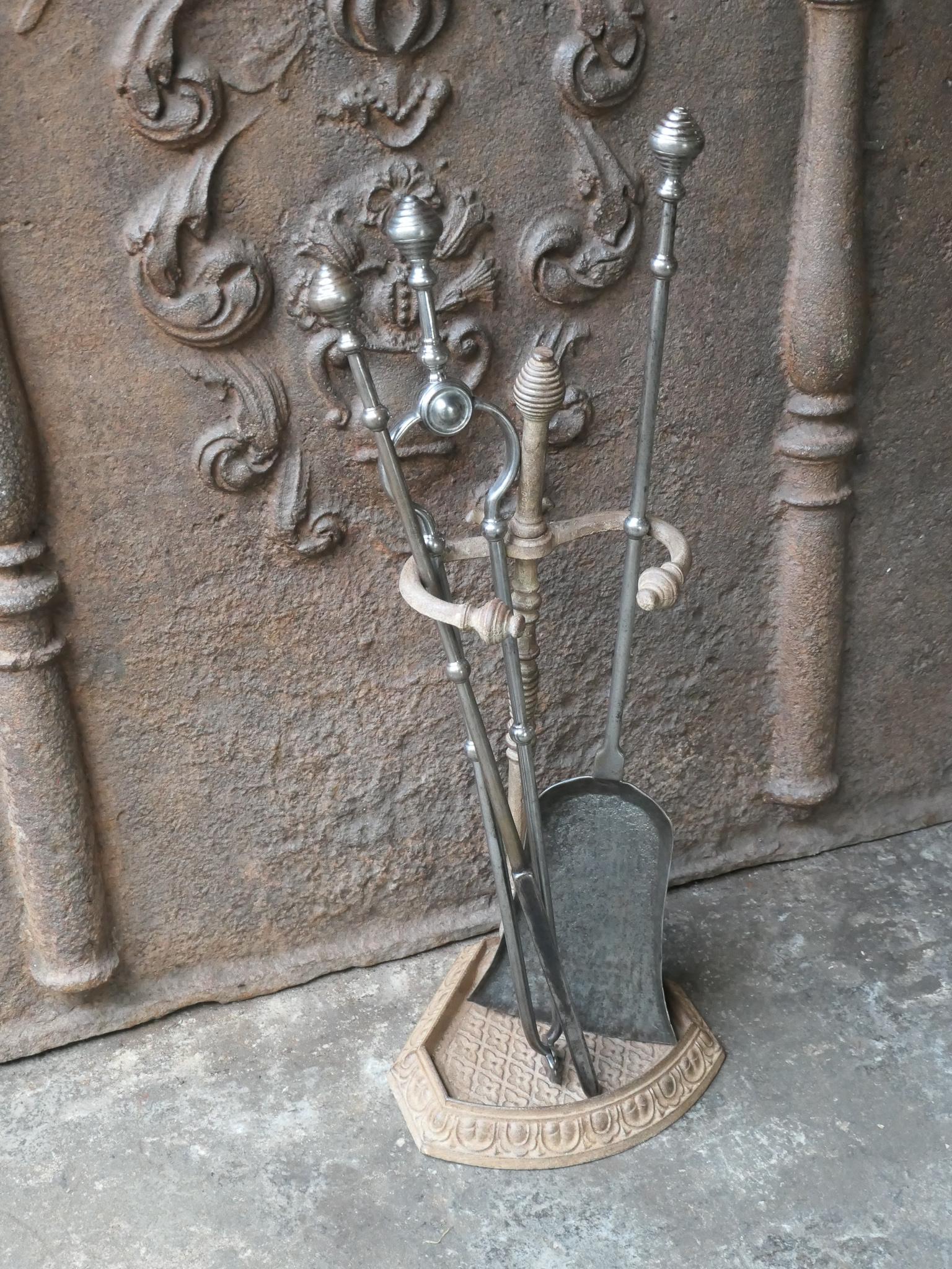 Forged 19th C. English Victorian Fireplace Tools For Sale