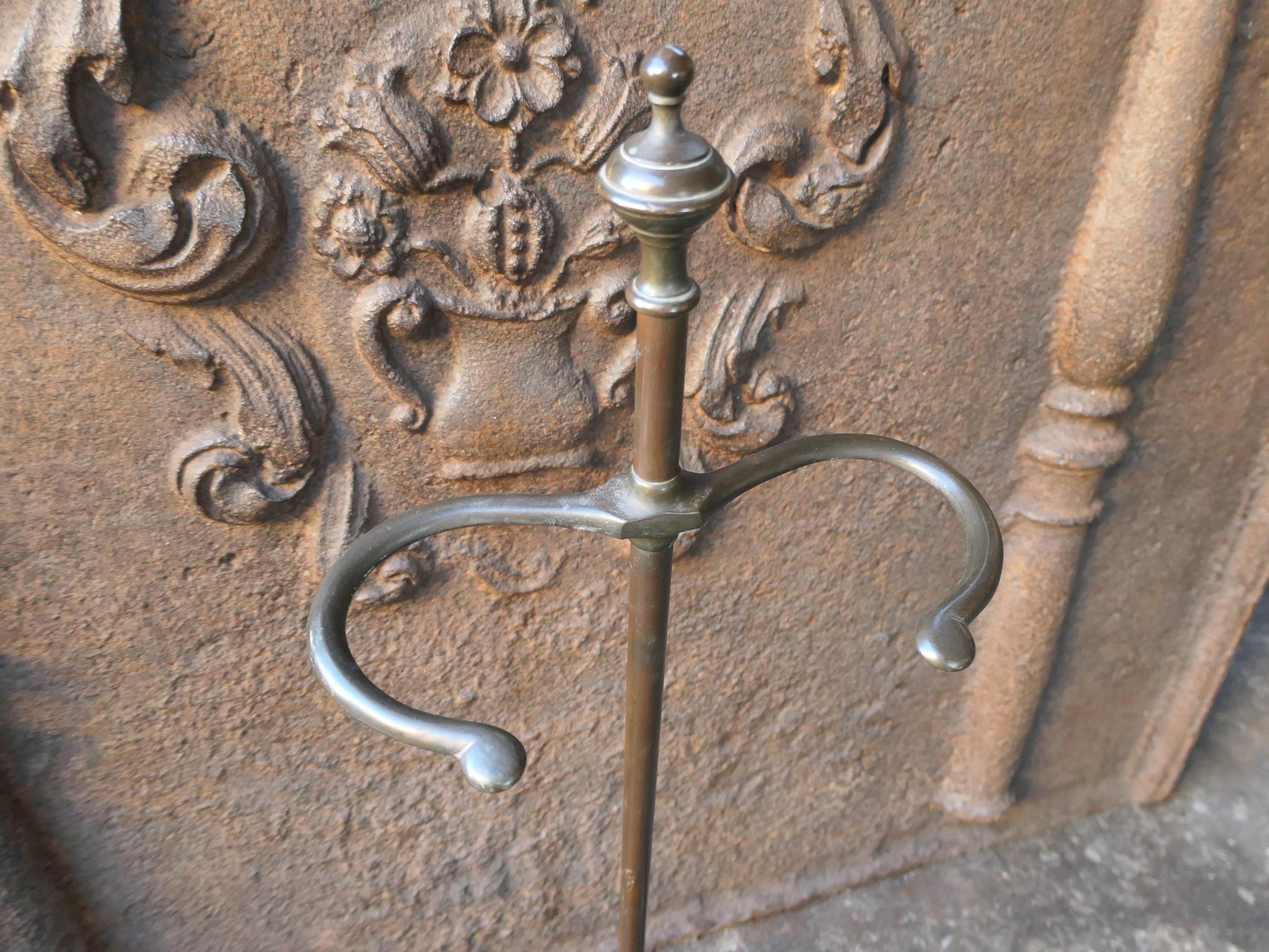 Brass 19th C. English Victorian Fireplace Tools For Sale