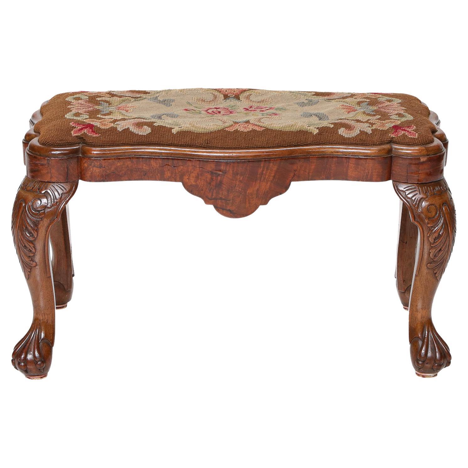 19th C. English Walnut Stool For Sale