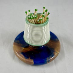 19th C. English Wedgwood Cobalt Blue Tortoiseshell Glazed Majolica Match Striker