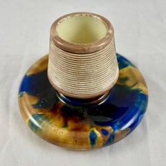 19th C. English Wedgwood Match Striker Blue Tortoiseshell Glaze with a Tan Rim
