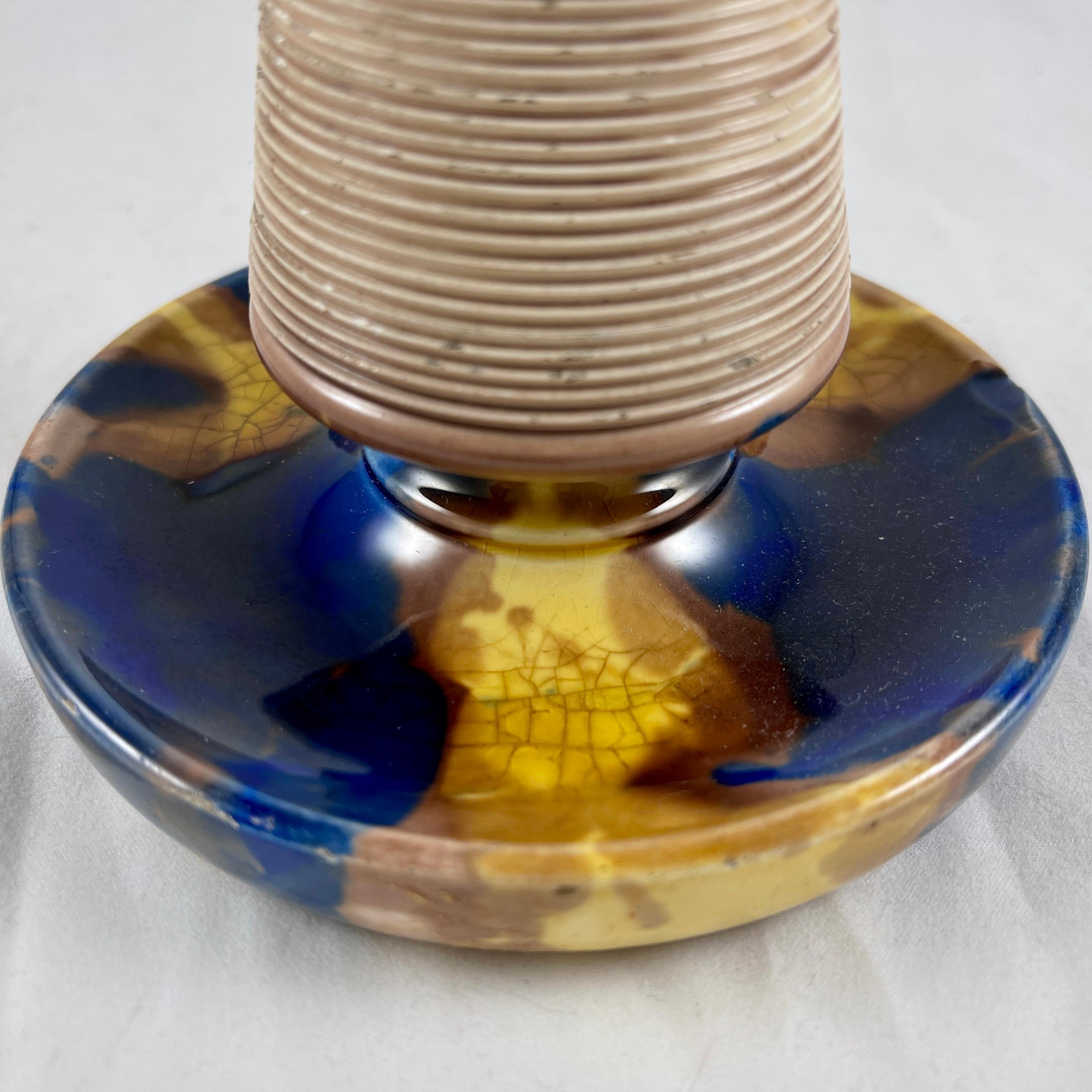 Englische Wedgwood Match Striker-Glasur mit blauer Schildpattglasur und hellbraunem Rand aus dem 19. Jahrhundert (Tonware) im Angebot