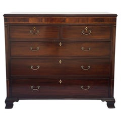 19th-C. English William IV Flame Mahogany And Satinwood Scottish Chest