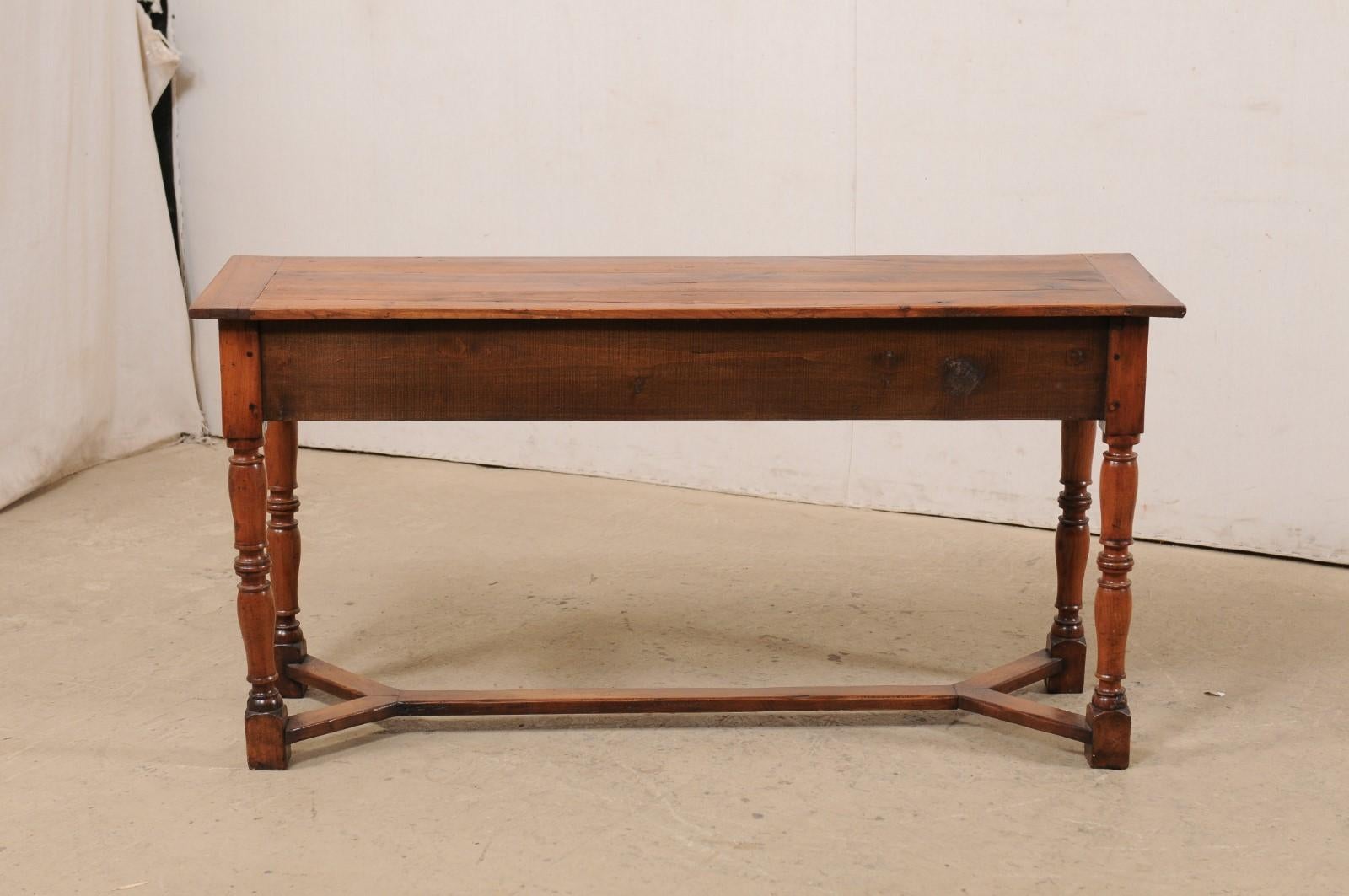 19th C. English Wooden Sofa or Console Table w/ 3 Drawers and Nicely Turned Legs 4