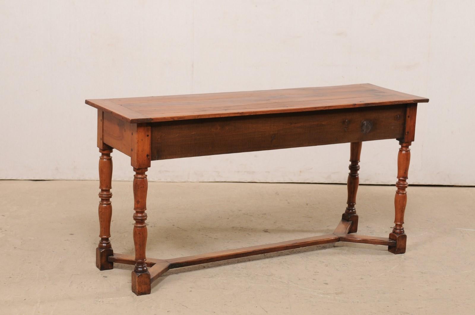 19th C. English Wooden Sofa or Console Table w/ 3 Drawers and Nicely Turned Legs 5