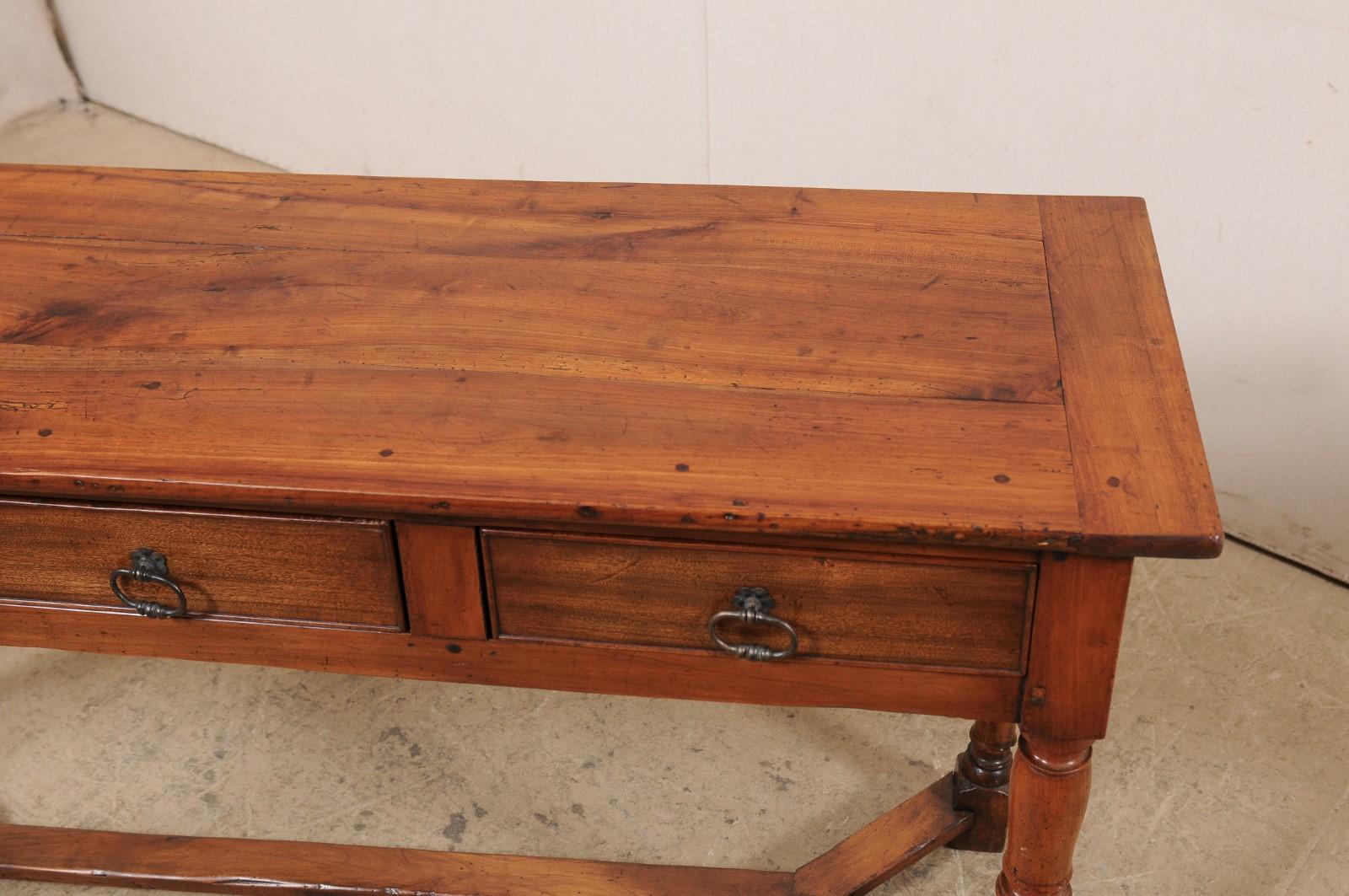 19th C. English Wooden Sofa or Console Table w/ 3 Drawers and Nicely Turned Legs In Good Condition In Atlanta, GA