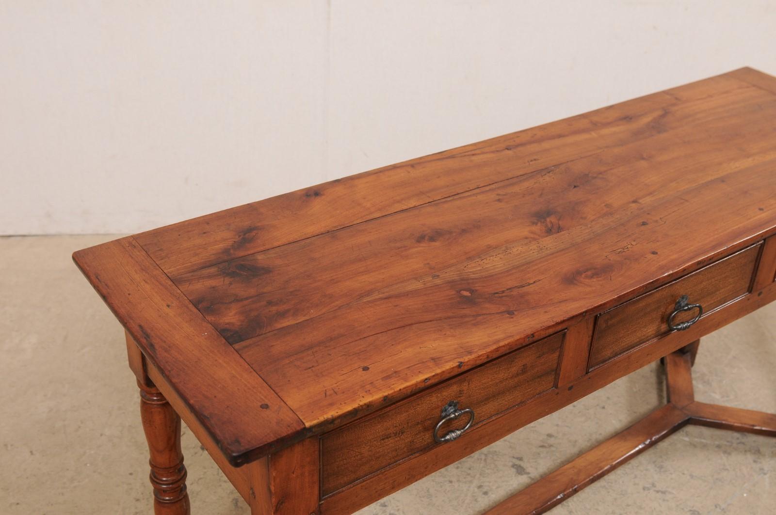 19th Century 19th C. English Wooden Sofa or Console Table w/ 3 Drawers and Nicely Turned Legs