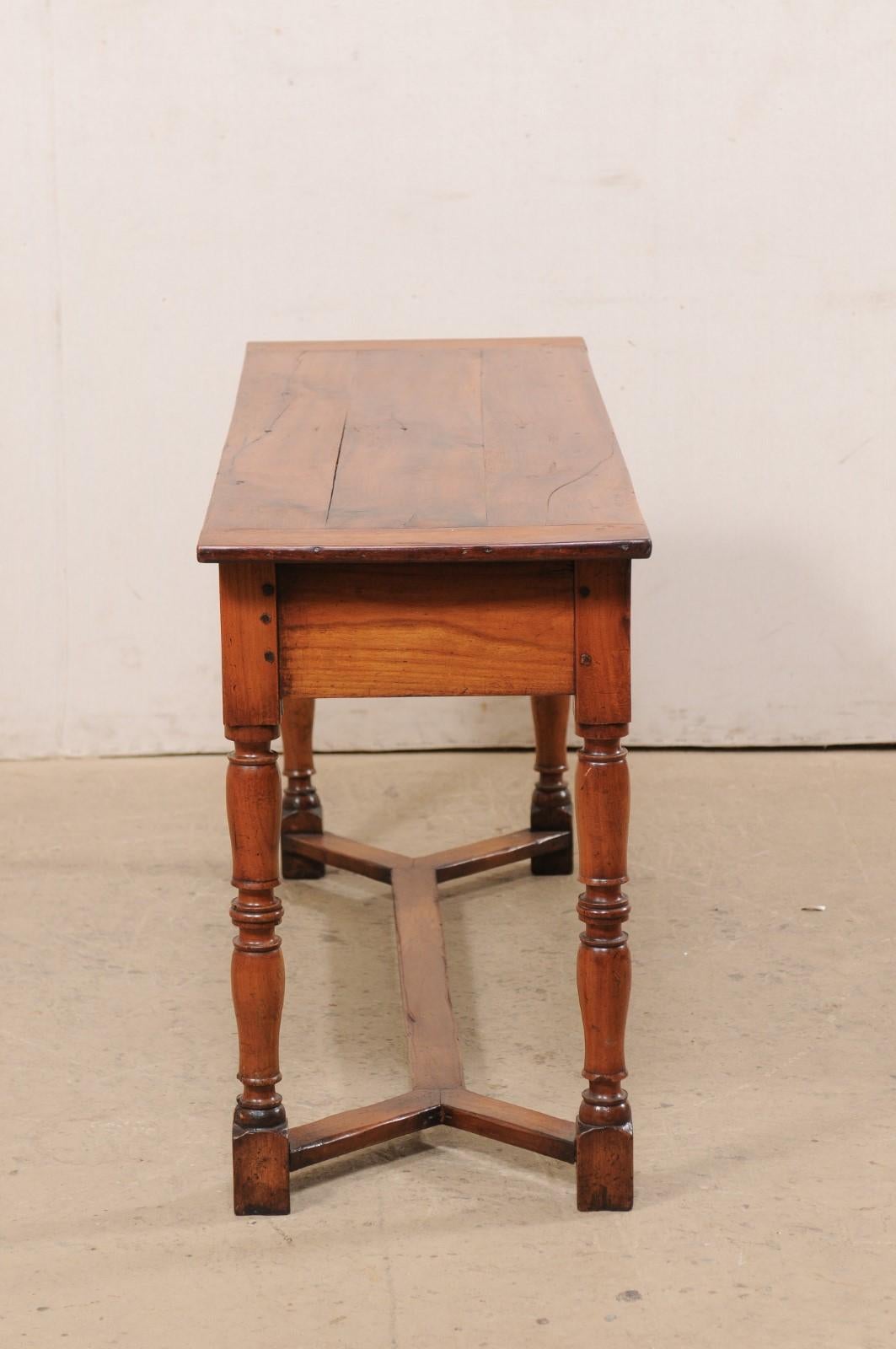 19th C. English Wooden Sofa or Console Table w/ 3 Drawers and Nicely Turned Legs 3