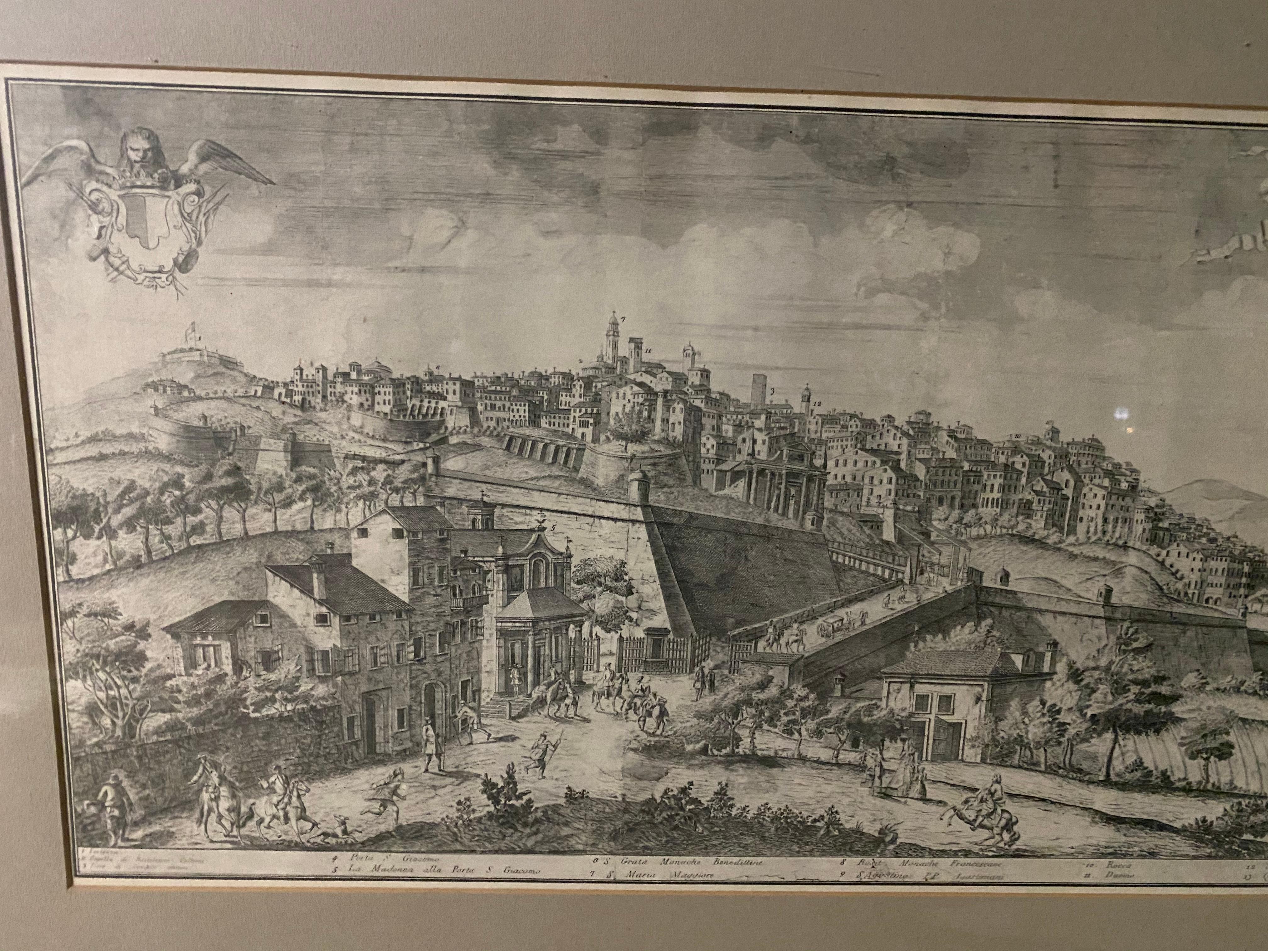 19th Century 19th C Engraving of the City of Bergamo, Italy For Sale