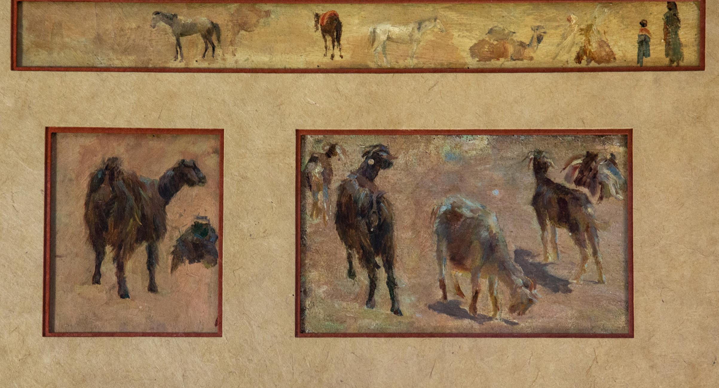 19th Century Ensemble Paintings of Figures and Animals 1
