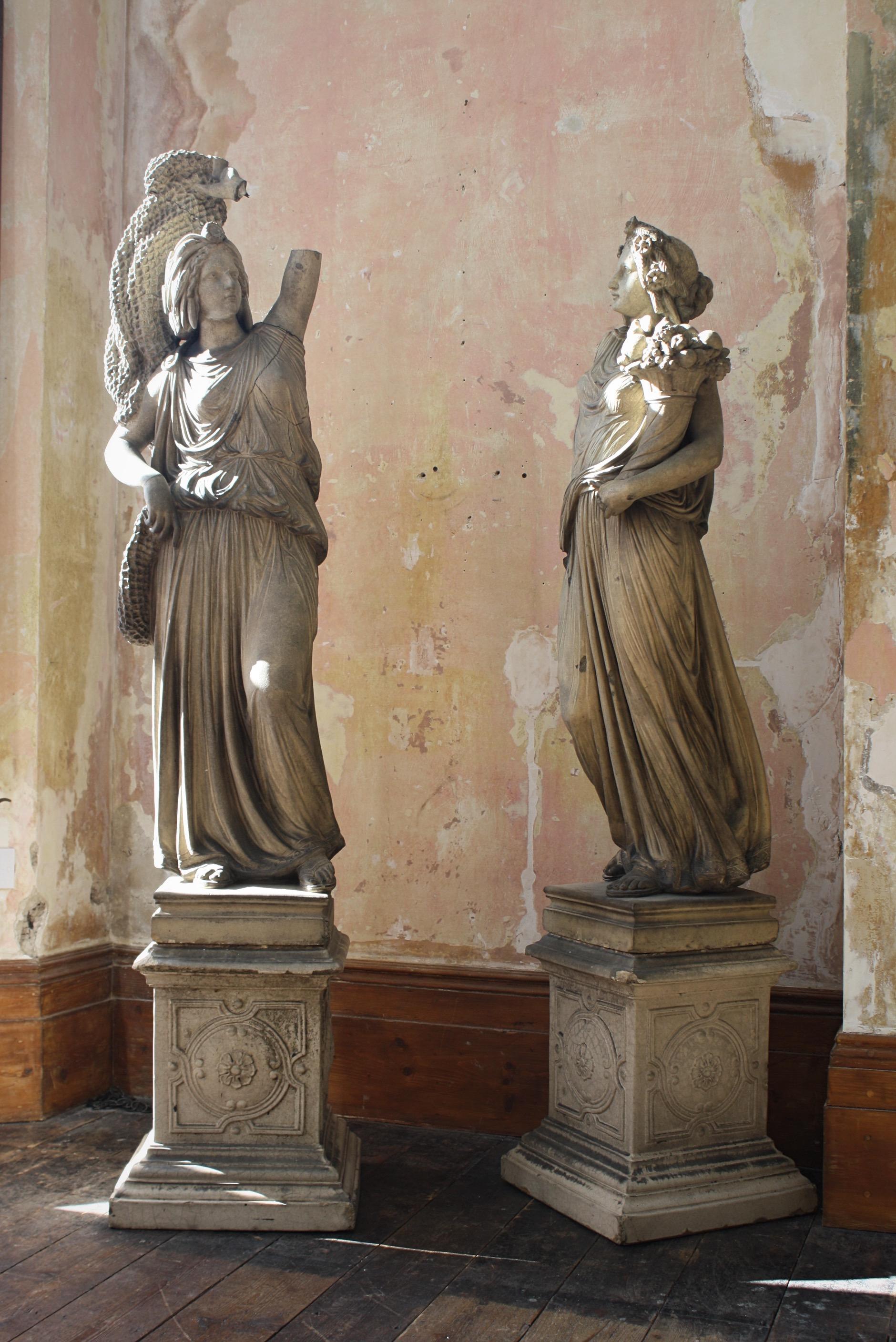 German 19th C Ernst March Söhne, Pair of Terracotta Classical Figures Great Exhibition