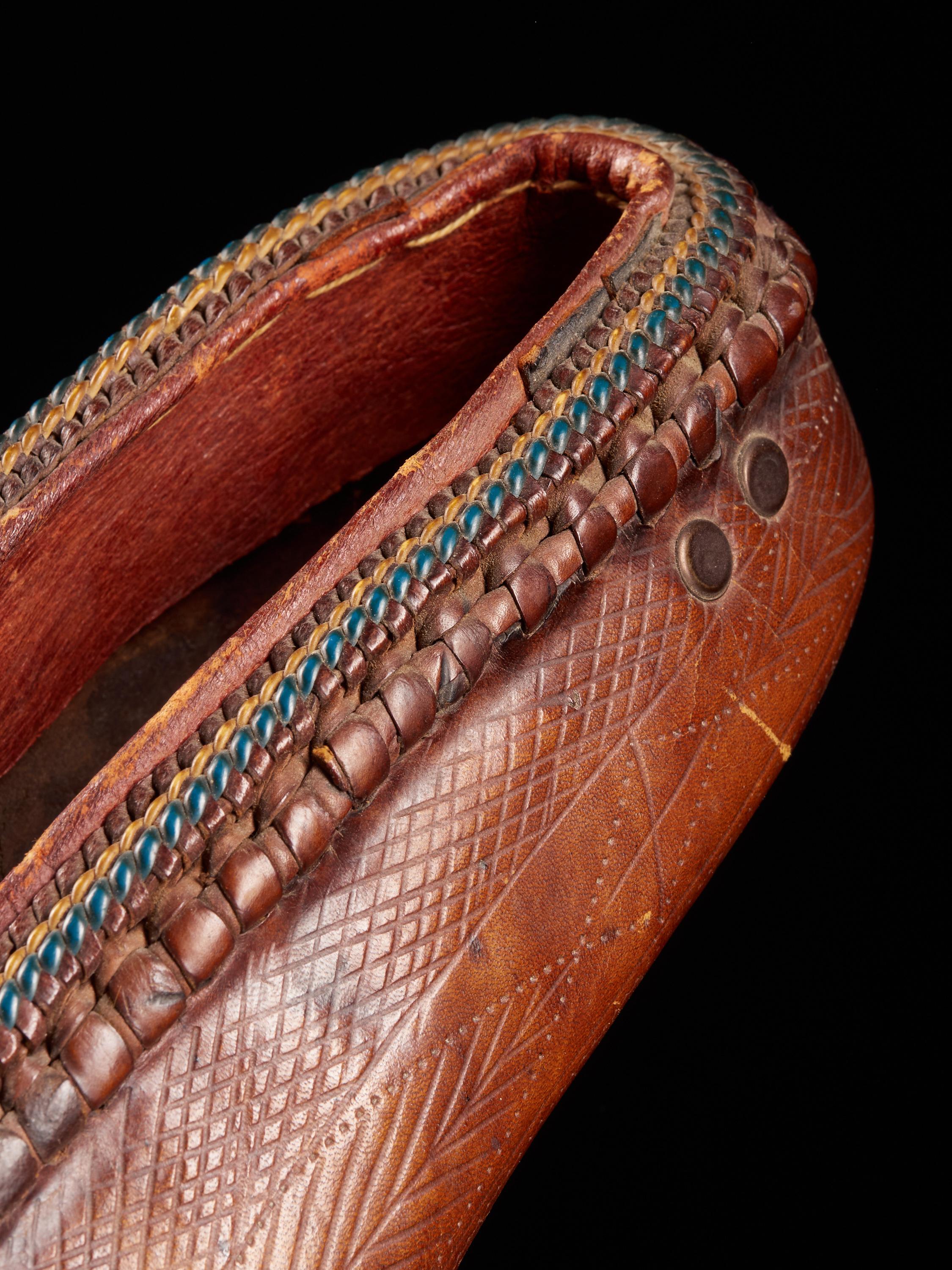 19th Century Ethnic Leather Decorated Woman's Shoe For Sale 7