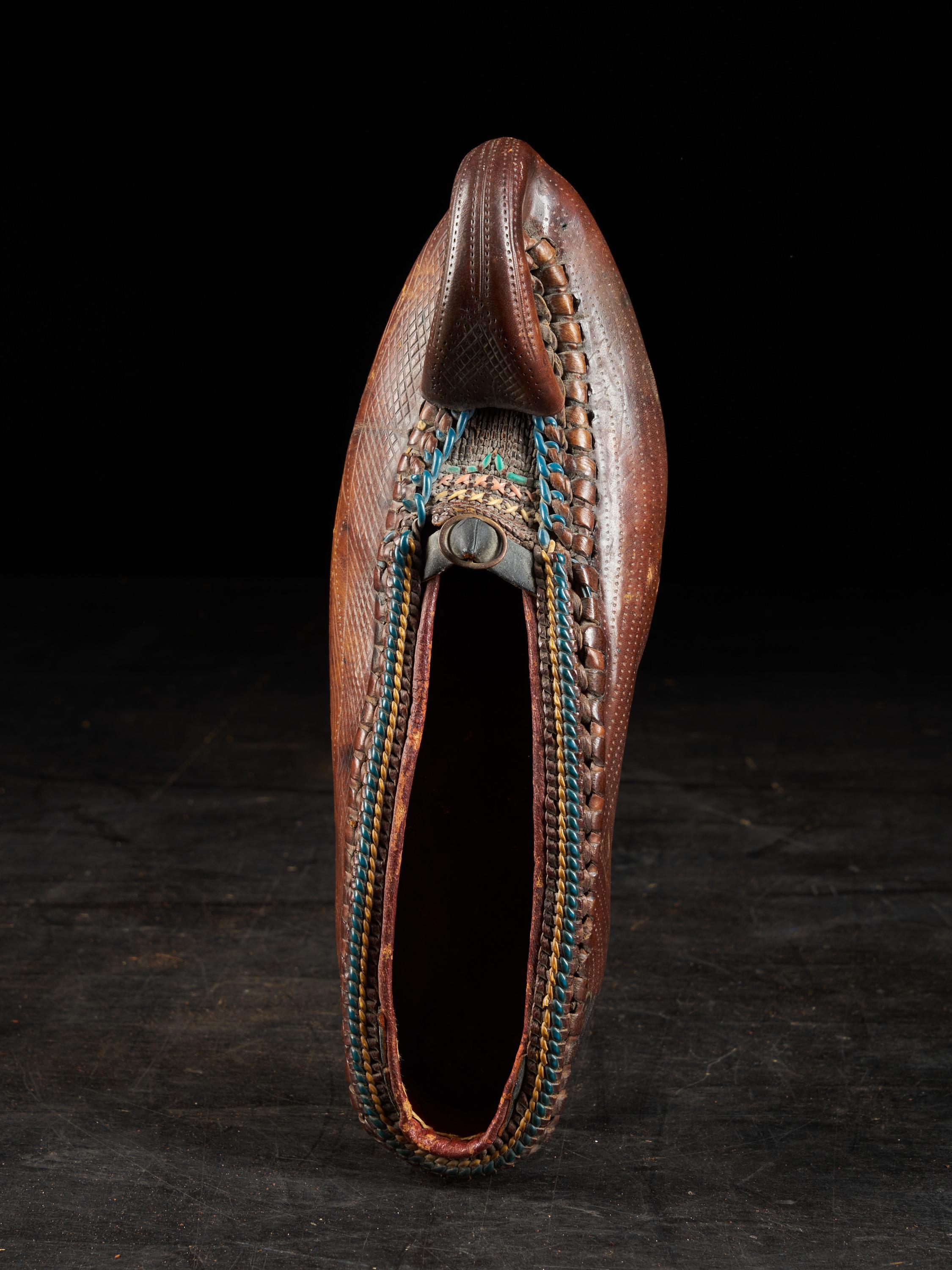 19th Century Ethnic Leather Decorated Woman's Shoe For Sale 2