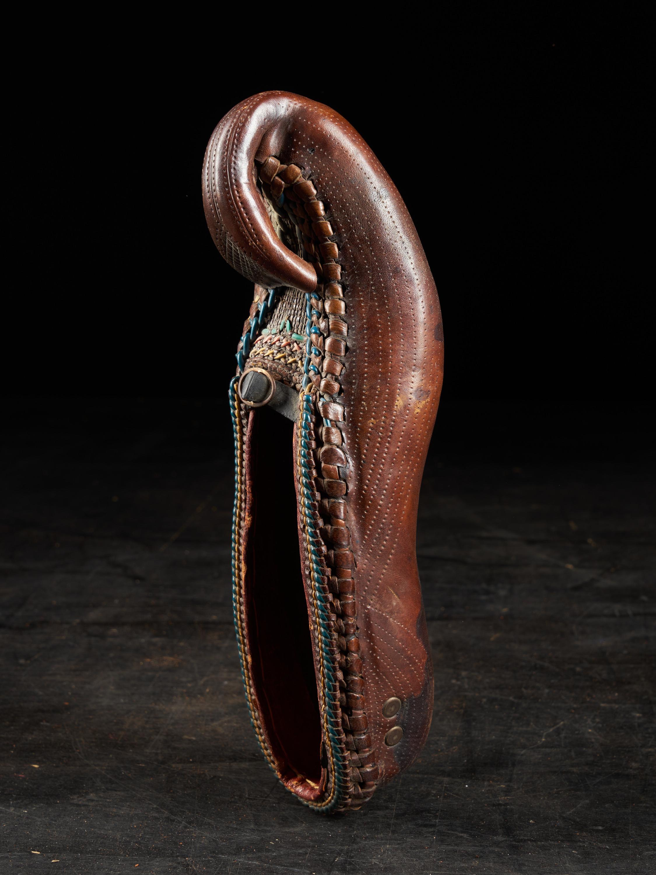 19th Century Ethnic Leather Decorated Woman's Shoe For Sale 3