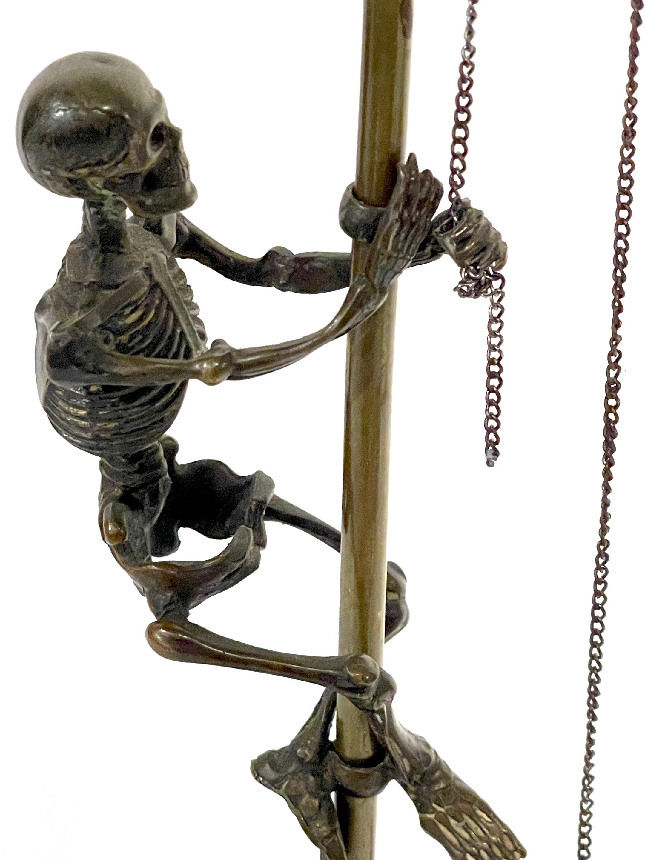 19th Century 19th C European Bronze 'Memento Mori' /Analogical Mechanical Skeleton Sculpture 