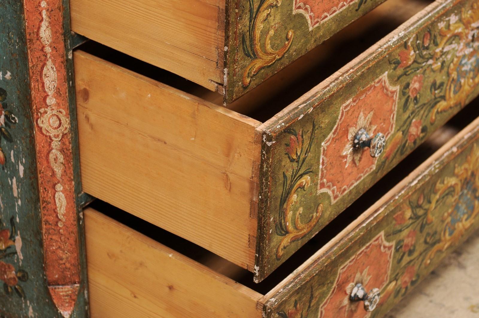 19th C. European Butler's Chest w/its Original Fabulously Hand-Painted Finish For Sale 3