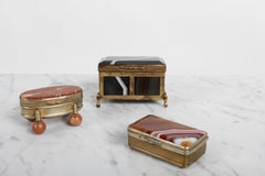 19th C. European Gilt Bronze, Banded Agate & Rouge Marble Boxes - Group of 3