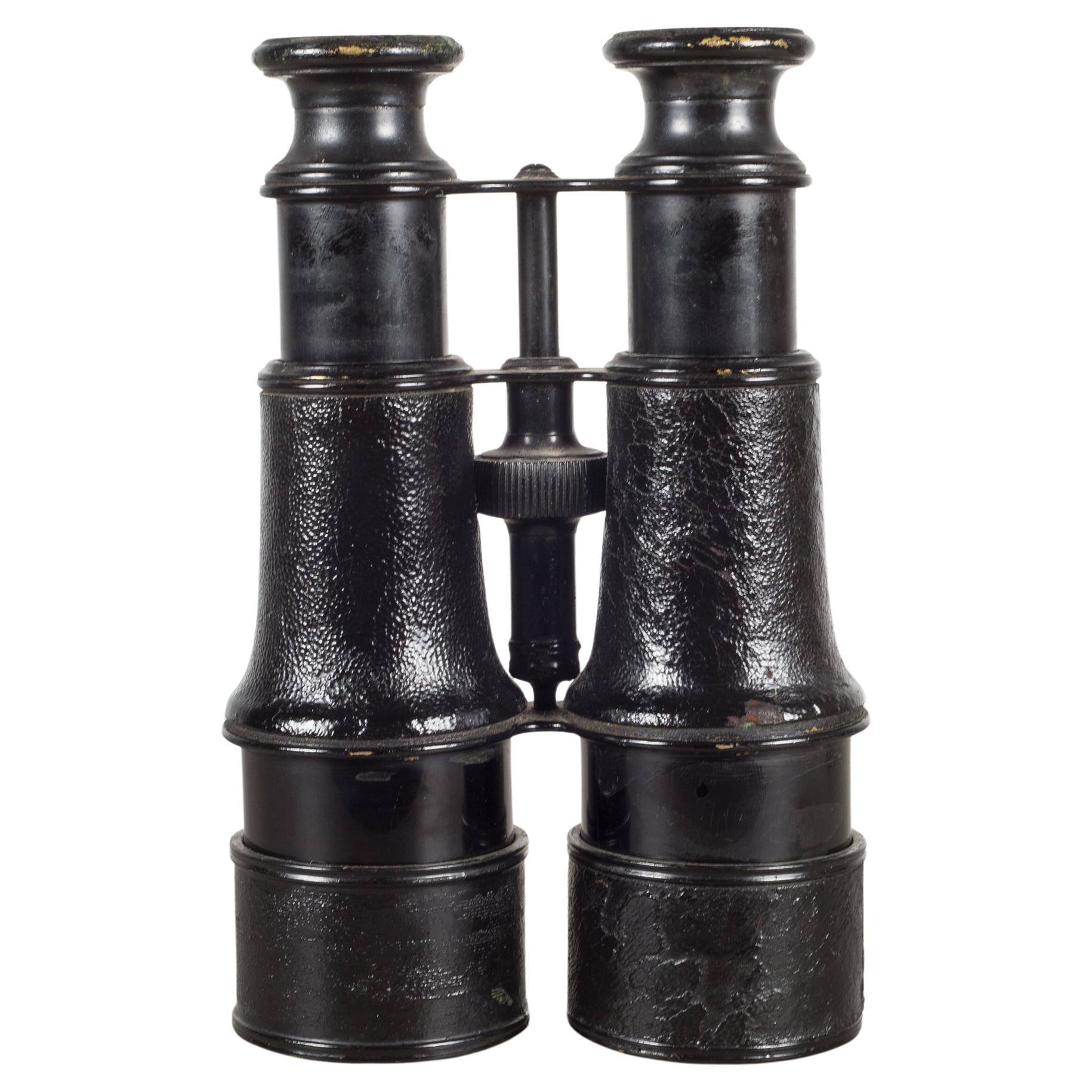 19th c. Expandable Leather Wrapped Binoculars c.1880 For Sale