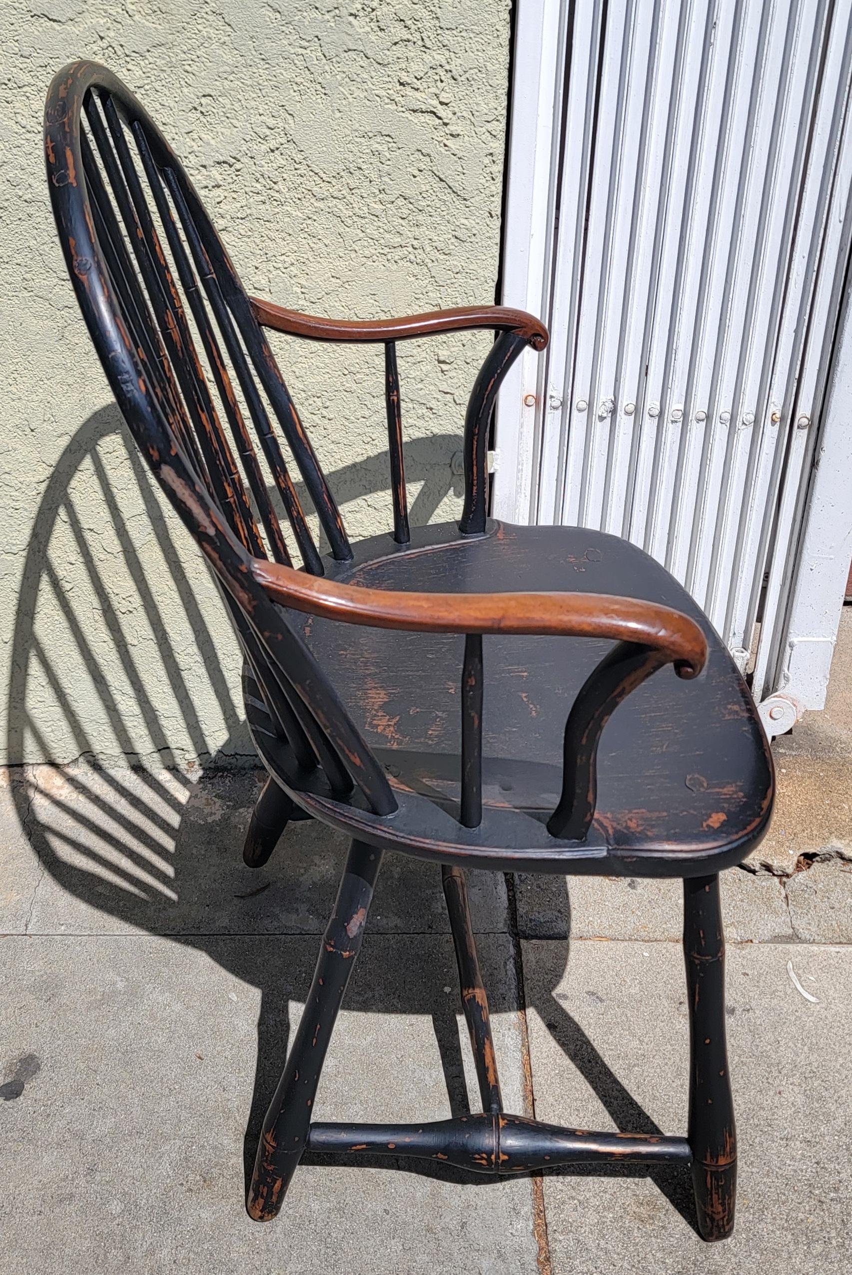 19th C Extended Scroll Arm Windsor Arm Chairs. Set of Four 3