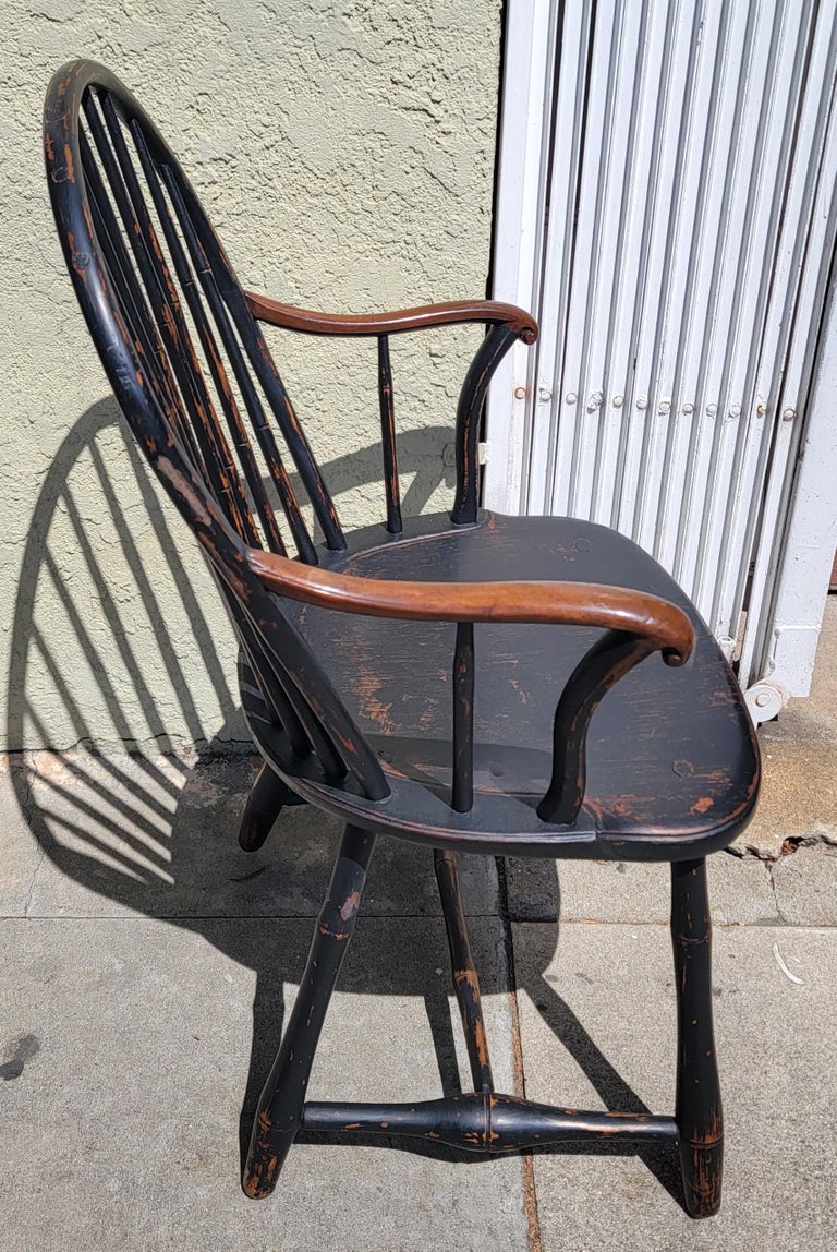 19th C Extended Scroll Arm Windsor Arm Chairs. Set of Four For Sale 3