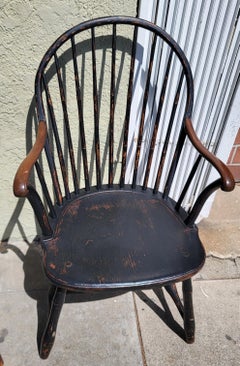 19th C Extended Scroll Arm Windsor Arm Chairs. Set of Four