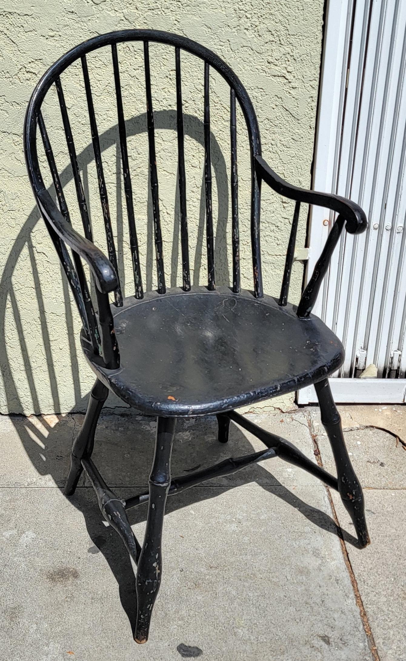 19th C Extended Scroll Arm Windsor Arm Chairs. Set of Four In Good Condition In Los Angeles, CA