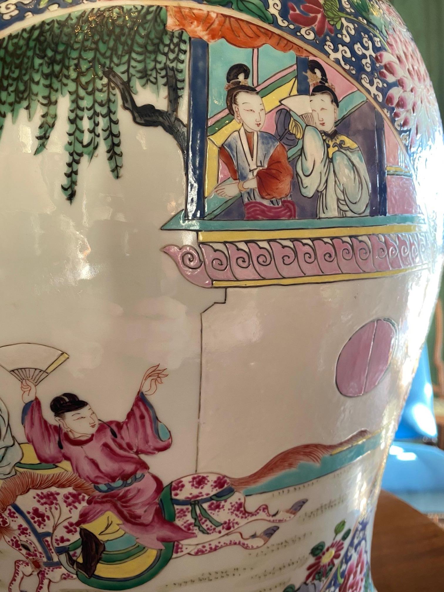 European Famille Rose Chinoiserie Lidded Jar vase Antique dealer Los Angeles CA
