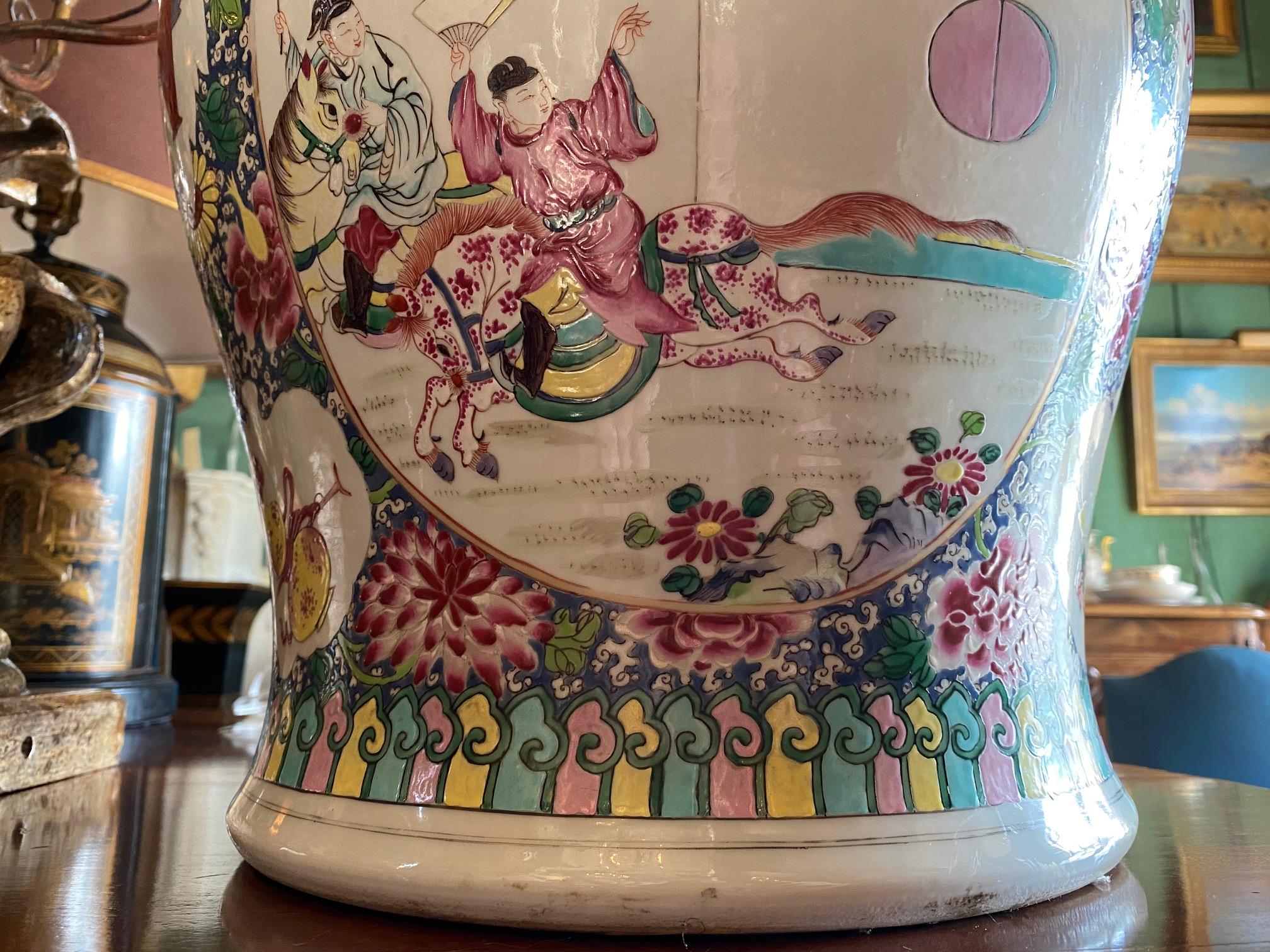 Hand-Crafted Famille Rose Chinoiserie Lidded Jar vase Antique dealer Los Angeles CA