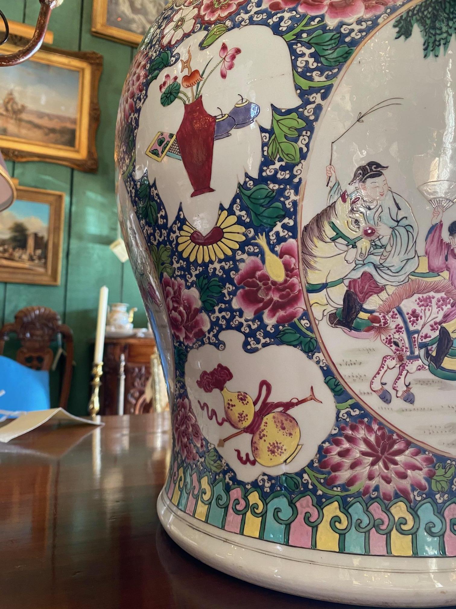 19th Century Famille Rose Chinoiserie Lidded Jar vase Antique dealer Los Angeles CA
