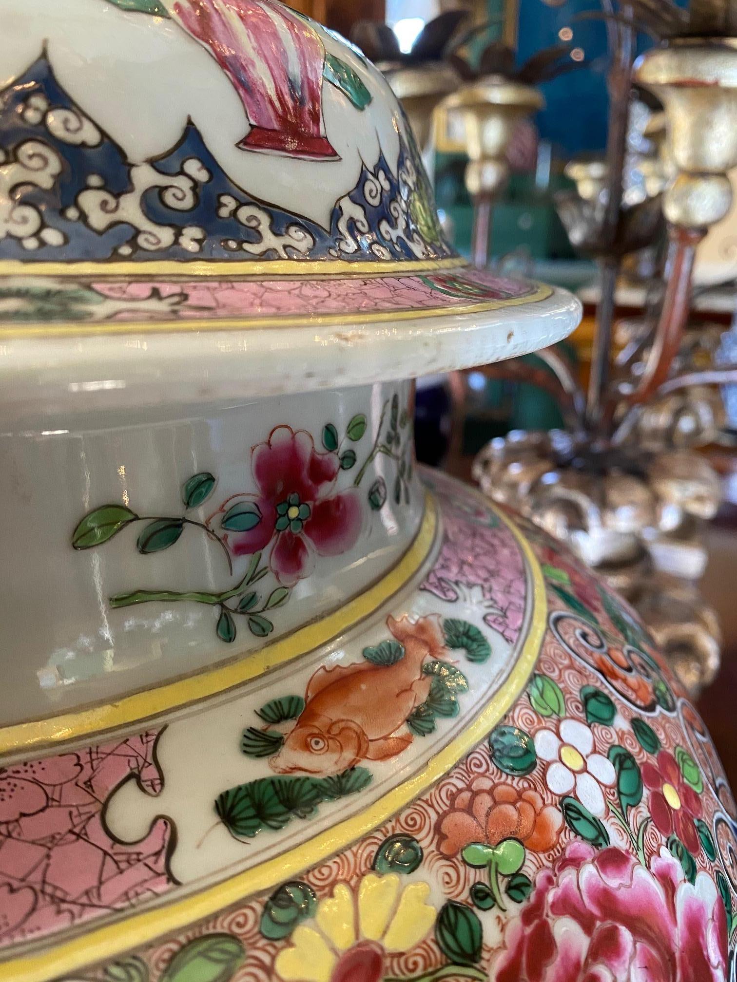 Porcelain Famille Rose Chinoiserie Lidded Jar vase Antique dealer Los Angeles CA