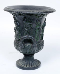 19. Jh. Kunstbronze bemalt, schwarzer Basalt, Campagne, Medici-Vase