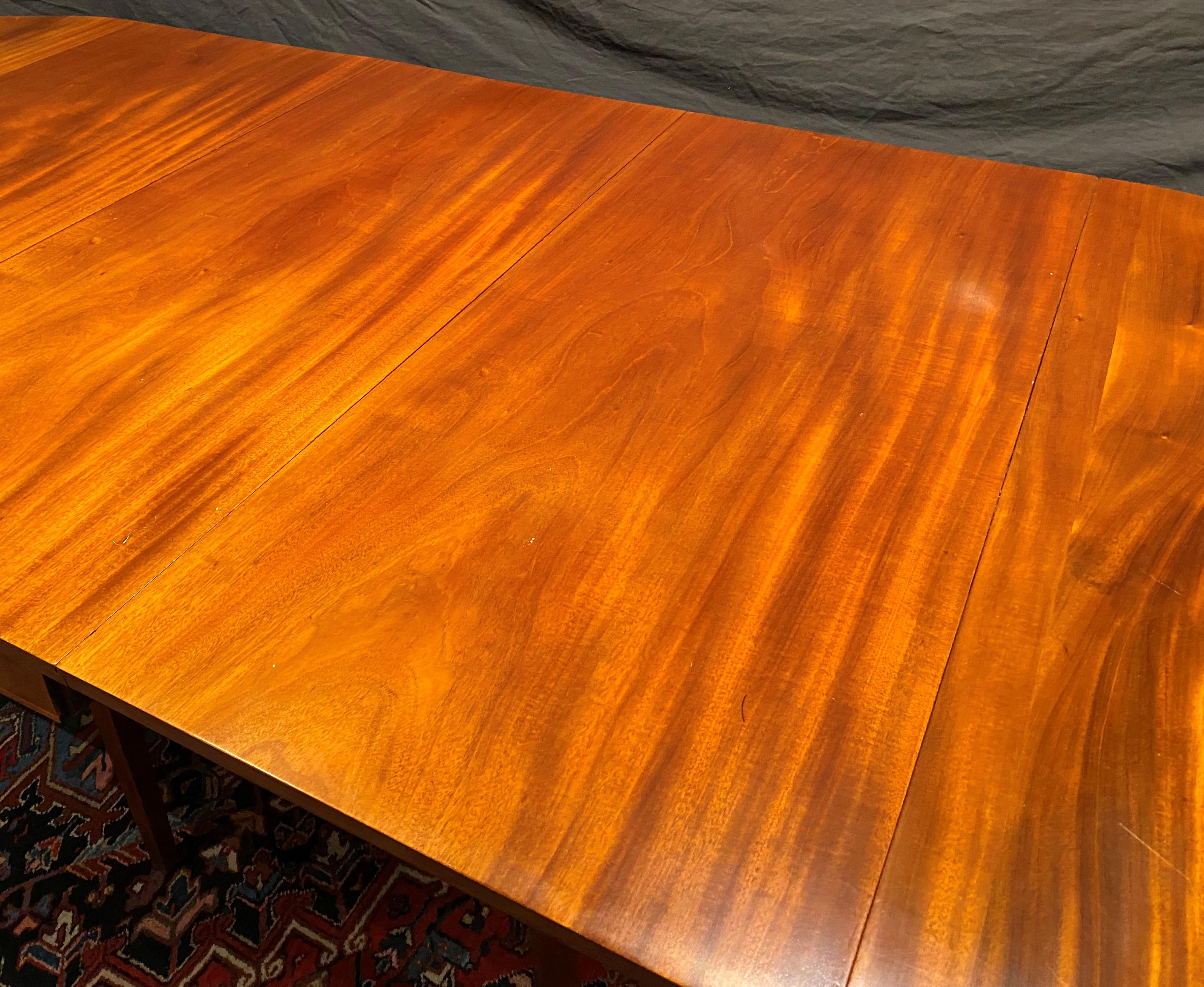 American 19th c Federal Mahogany Dining Table with “D” Ends & Center Dropleaf