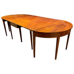 19th c Federal Mahogany Dining Table with “D” Ends & Center Dropleaf